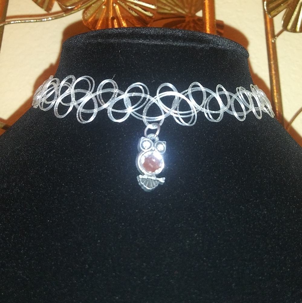 Tattoo Choker Owl Charm Necklace